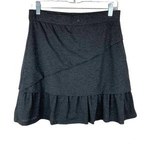 Prana Asymmetrical Skirt Sz XL Leah Skirt Wool Blend Gray Ruffle Hem R$65